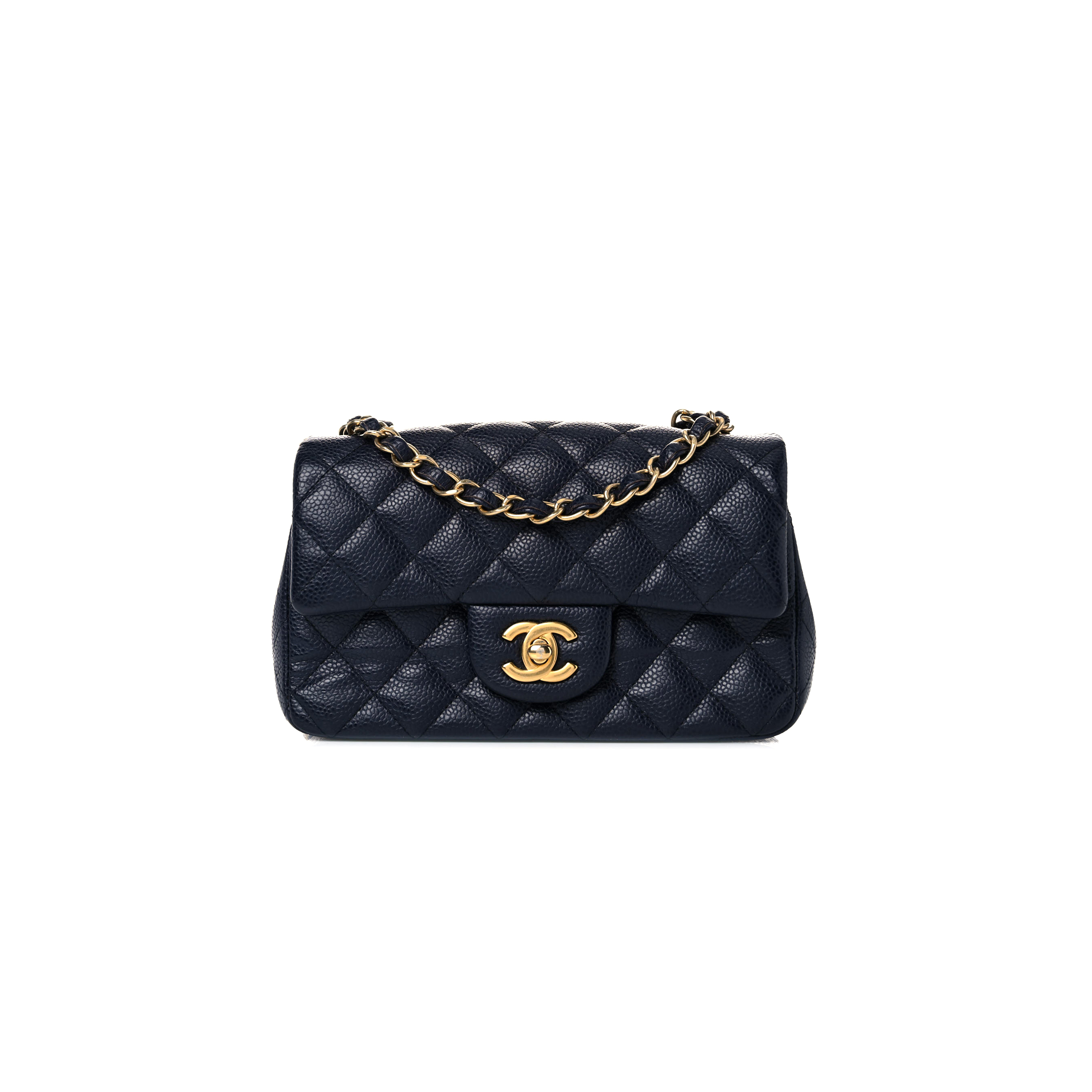 CHANEL CAVIAR QUILTED MINI FLAP NAVY 1029749 (20*11*6cm)